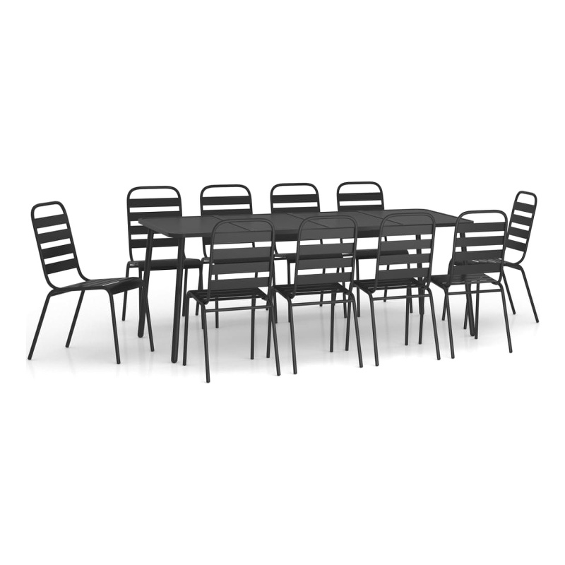 Afuera Living Steel Large Stackable Garden Dining Set in Anthracite/Gray