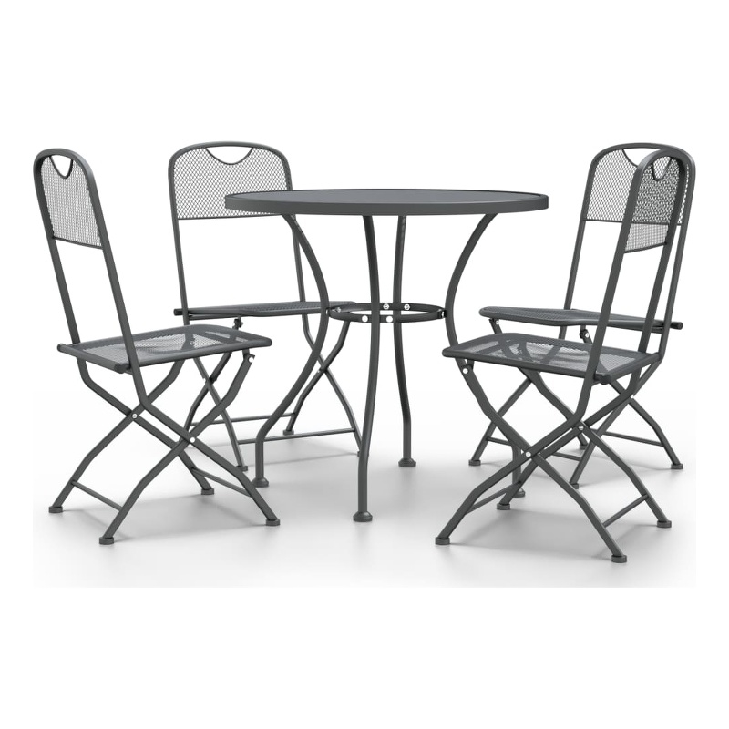 Afuera Living Expanded Metal Mesh Medium Foldable Dining Set in Anthracite/Gray