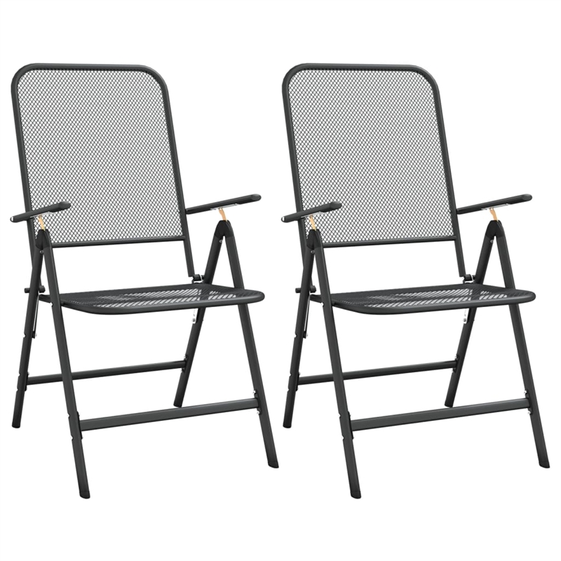 Afuera Living Expanded Metal Mesh Medium Foldable Dining Set in Anthracite/Gray
