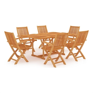 Afuera Living Contemporary Garden Dining Set in Warm Teak Brown