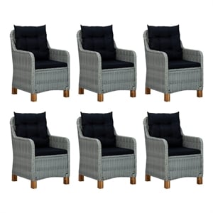 Afuera Living Contemporary Patio Dining Set in Light Gray/Black