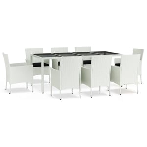 Afuera Living Contemporary 9 Piece Patio Dining Set White/Black