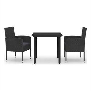 Afuera Living Contemporary Garden Dining Set in Black/Dark Gray