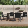 Afuera Living Rattan/Steel/Tempered Glass/Polyester Garden Dining Set in Black