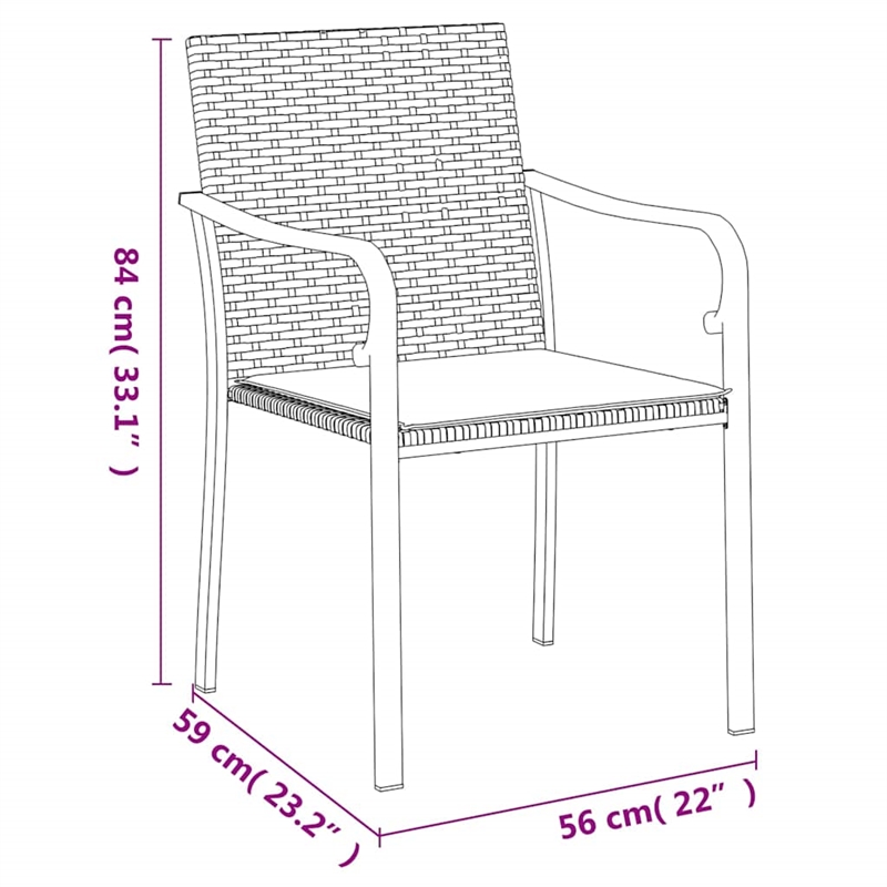 Afuera Living Rattan/Steel/Tempered Glass/Polyester Garden Dining Set in Black