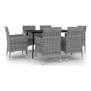 Afuera Living Contemporary PE Rattan Medium Garden Dining Set in Gray