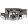 Afuera Living PE Rattan Large Durable Garden Dining Set in Gray PE Rattan