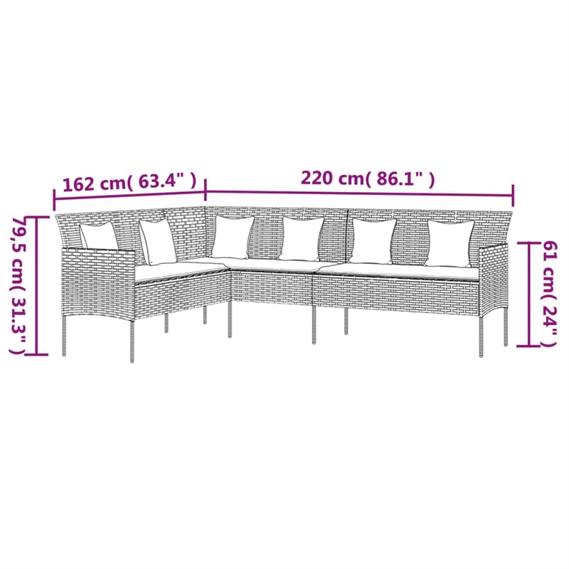 Afuera Living PE Rattan Large Durable Garden Dining Set in Gray PE Rattan