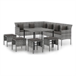 Afuera Living PE Rattan Large Durable Garden Dining Set in Gray PE Rattan