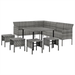 Afuera Living PE Rattan Large Durable Garden Dining Set in Gray PE Rattan