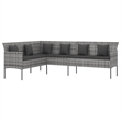 Afuera Living PE Rattan Large Durable Garden Dining Set in Gray PE Rattan