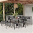 Afuera Living PE Rattan Large Durable Garden Dining Set in Gray PE Rattan
