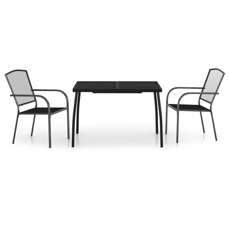 Afuera Living Steel Medium Stackable Garden Dining Set in Anthracite/Gray