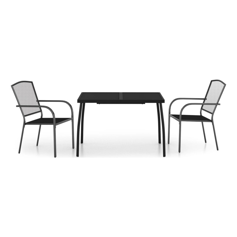 Afuera Living Steel Medium Stackable Garden Dining Set in Anthracite/Gray