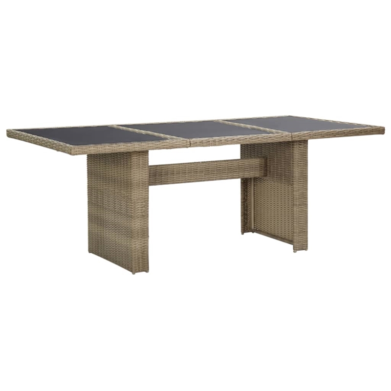 Afuera Living Dining Set in Brown & Dark Gray Rattan/Glass/Powder-Coated Steel