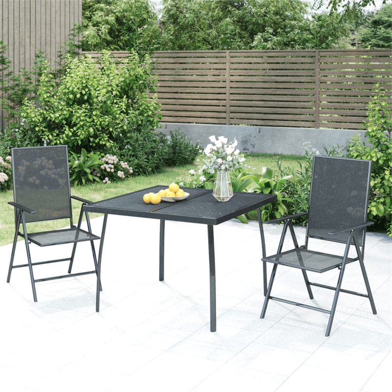 Afuera Living Steel Foldable Dining Set Dining Set in Anthracite/Gray