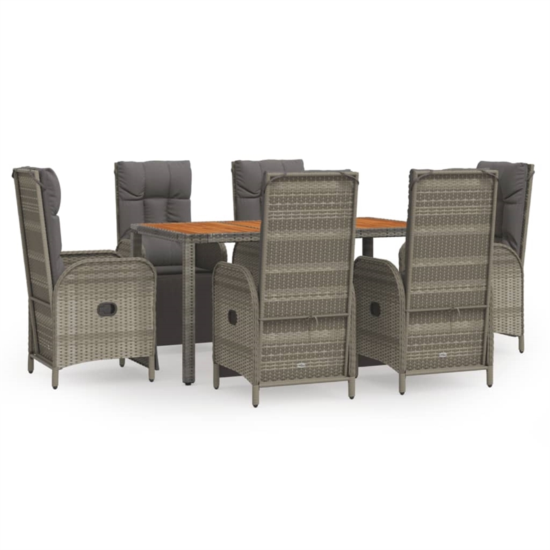 Afuera Living Contemporary PE Rattan Medium Garden Dining Set in Gray
