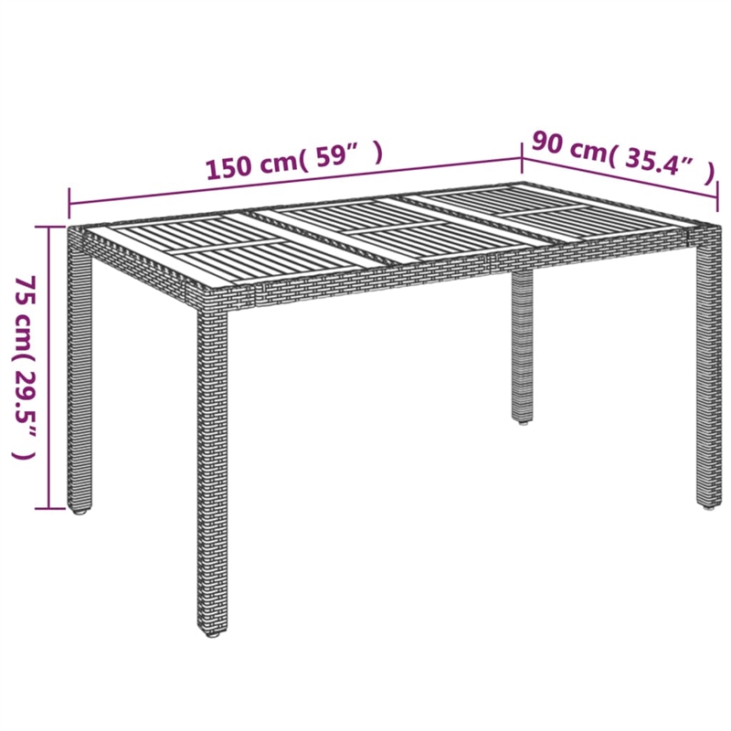 Afuera Living Contemporary PE Rattan Medium Garden Dining Set in Gray