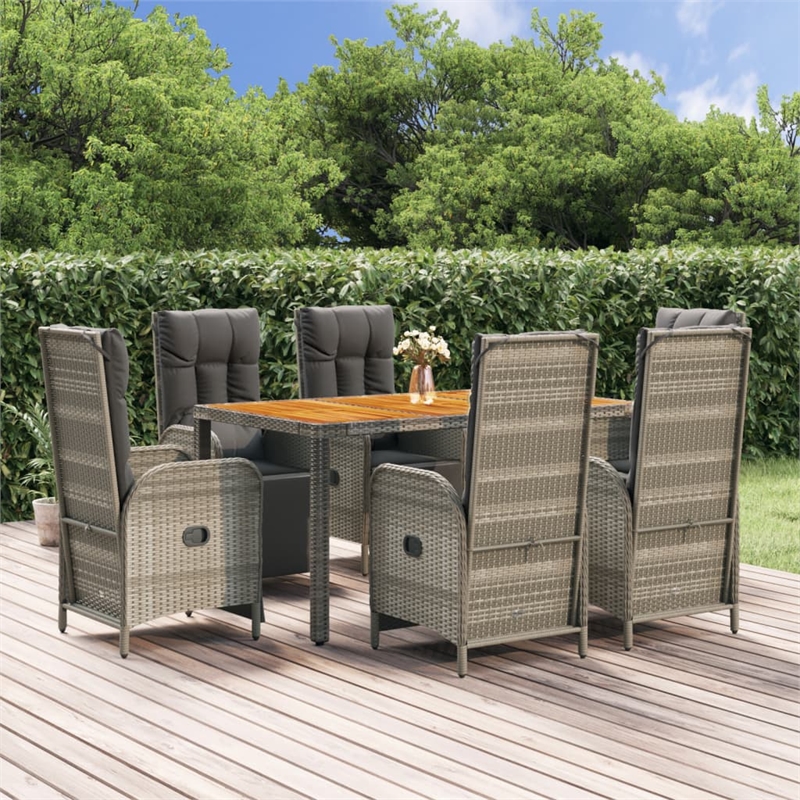 Afuera Living Contemporary PE Rattan Medium Garden Dining Set in Gray