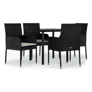 Afuera Living Contemporary Garden Dining Set in Black and Cream White