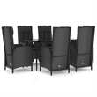 Afuera Living Contemporary PE Rattan Large Garden Dining Set in Black