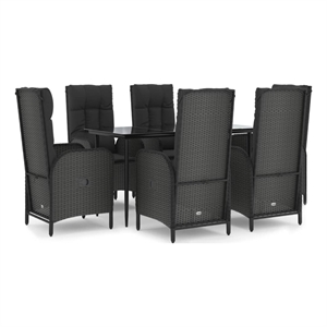 Afuera Living Contemporary PE Rattan Large Garden Dining Set in Black