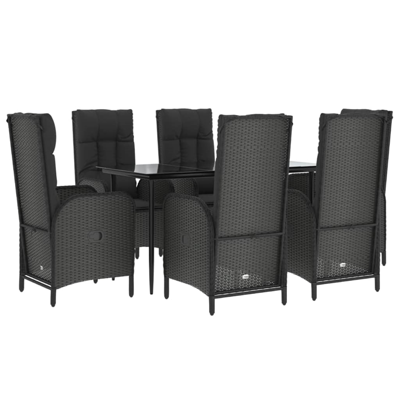 Afuera Living Contemporary PE Rattan Large Garden Dining Set in Black