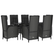 Afuera Living Contemporary PE Rattan Large Garden Dining Set in Black