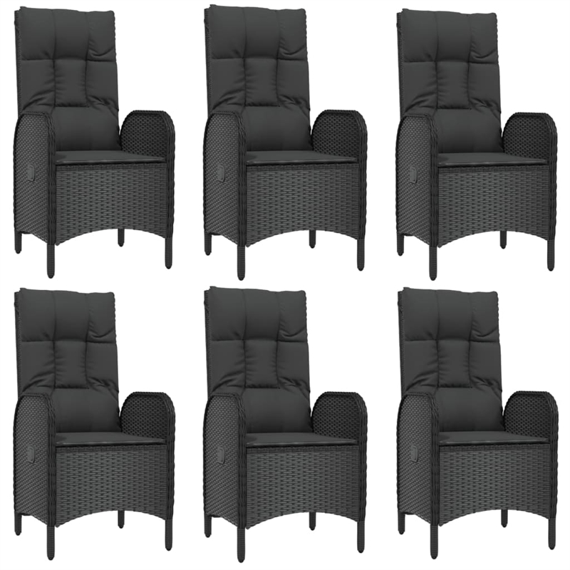 Afuera Living Contemporary PE Rattan Large Garden Dining Set in Black