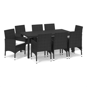 Afuera Living Contemporary Poly Rattan & Aluminum Dining Set in Black