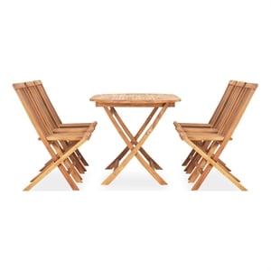 Afuera Living Teak Hardwood Standard Outdoor Dining Set in Natural Teak