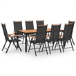 Afuera Living Powder-Coated Aluminum Large Foldable Dining Set in Black