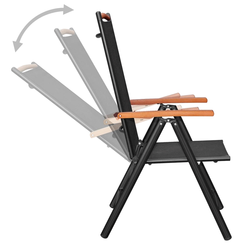 Afuera Living Powder-Coated Aluminum Large Foldable Dining Set in Black