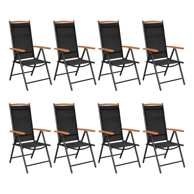 Afuera Living Powder-Coated Aluminum Large Foldable Dining Set in Black