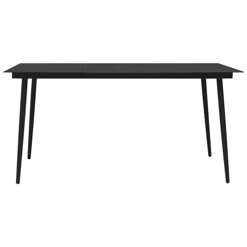 Afuera Living Poly Rattan/Powder-Coated Steel/Glass Dining Set in Black
