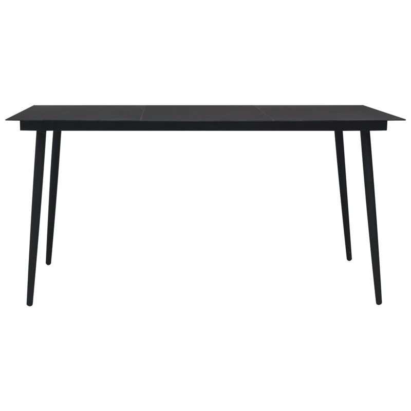 Afuera Living Poly Rattan/Powder-Coated Steel/Glass Dining Set in Black