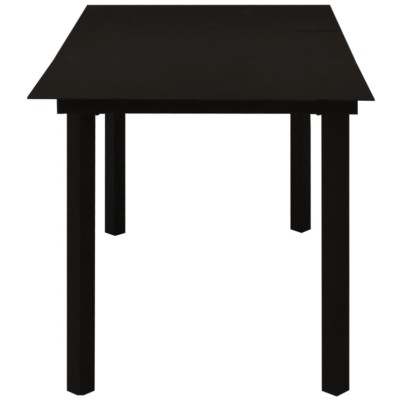 Afuera Living Poly Rattan/Powder-Coated Steel/Glass Dining Set in Black