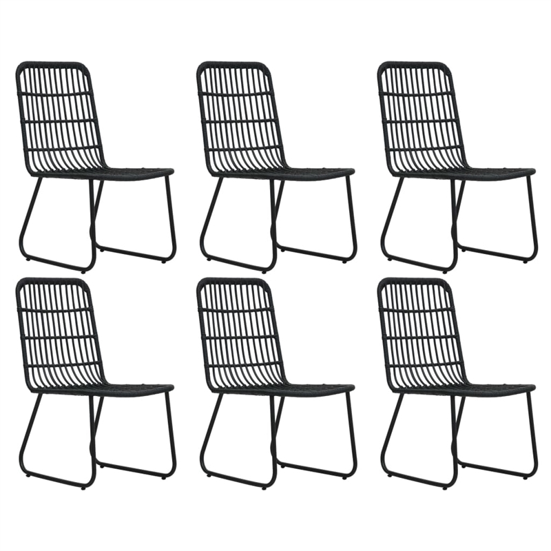 Afuera Living Poly Rattan/Powder-Coated Steel/Glass Dining Set in Black