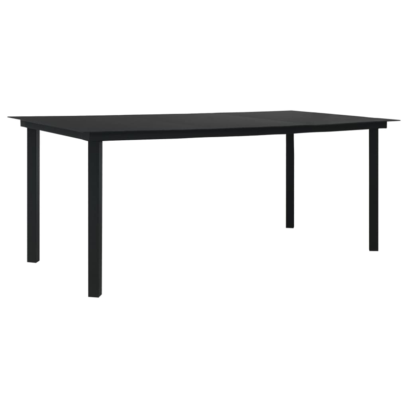 Afuera Living Poly Rattan/Powder-Coated Steel/Glass Dining Set in Black