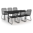 Afuera Living Poly Rattan/Powder-Coated Steel/Glass Dining Set in Black