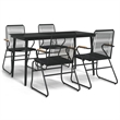 Afuera Living PVC Rattan/Powder-Coated Steel Garden Dining Set in Black