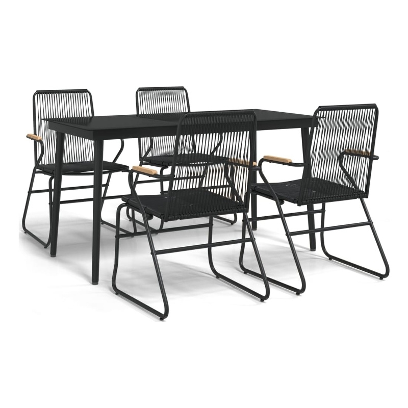 Afuera Living PVC Rattan/Powder-Coated Steel Garden Dining Set in Black
