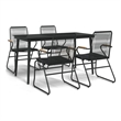 Afuera Living PVC Rattan/Powder-Coated Steel Garden Dining Set in Black