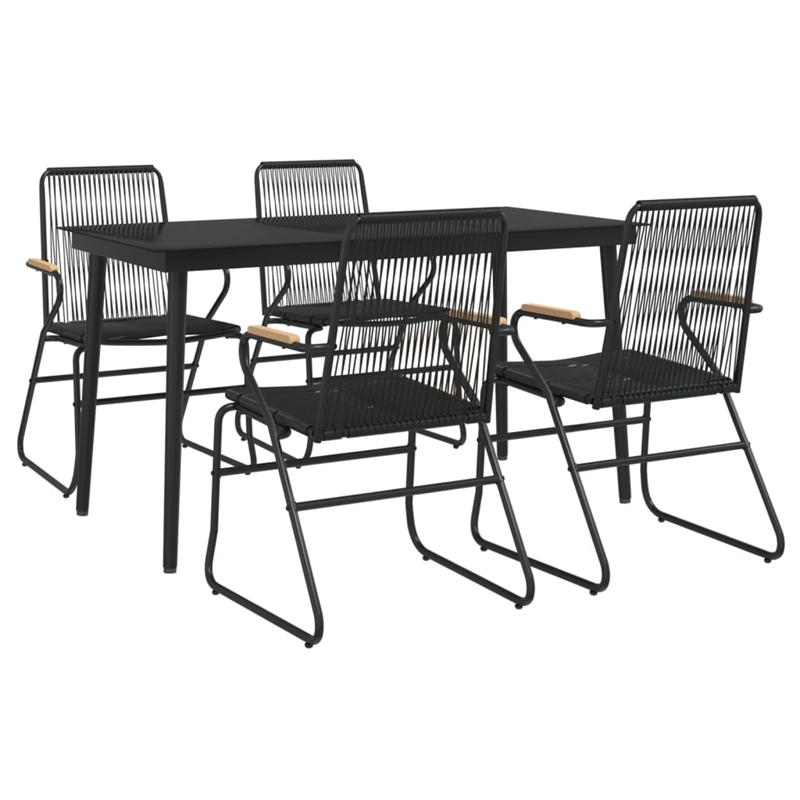 Afuera Living PVC Rattan/Powder-Coated Steel Garden Dining Set in Black