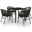 Afuera Living Powder-Coated Steel/PVC Rattan Garden Dining Set in Black