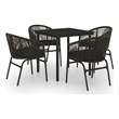 Afuera Living Powder-Coated Steel/PVC Rattan Garden Dining Set in Black
