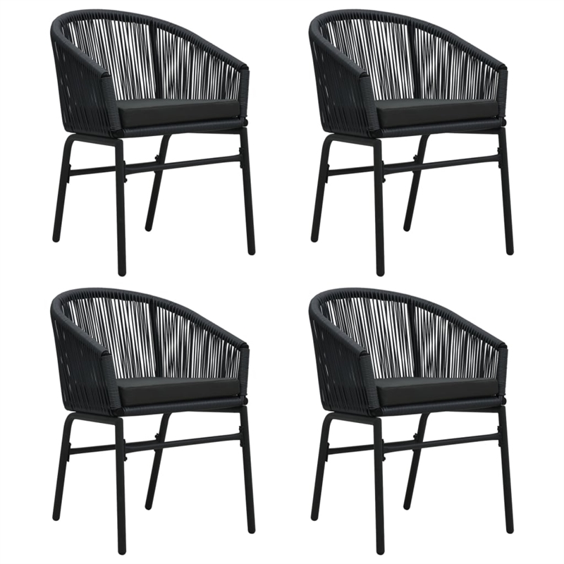 Afuera Living Powder-Coated Steel/PVC Rattan Garden Dining Set in Black