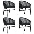 Afuera Living Powder-Coated Steel/PVC Rattan Garden Dining Set in Black