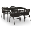 Afuera Living Powder-Coated Steel/PVC Rattan Garden Dining Set in Black