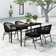 Afuera Living Powder-Coated Steel/PVC Rattan Garden Dining Set in Black